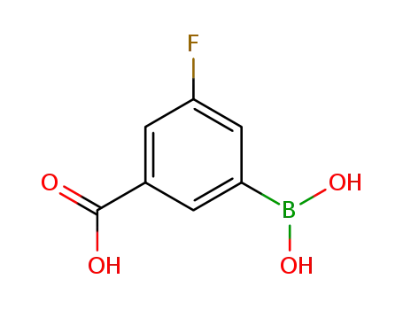 Molecular Structure of 871329-84-9 ((3-CARBOXY-5-FLUORO)BENZENEBORONIC ACID)