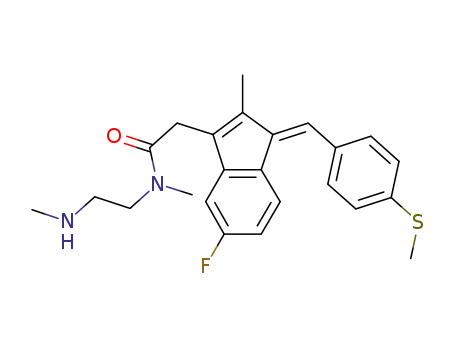 Molecular Structure of 944159-28-8 ((Z)-2-(5-fluoro-2-methyl-1-(4-(methylthio)benzylidene)-1H-inden-3-yl)-N-methyl-N-(2-(methylamino)ethyl)acetamide)