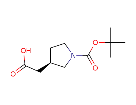Molecular Structure of 204688-60-8 ((R)-N-Boc-3-pyrrolidineacetic acid)