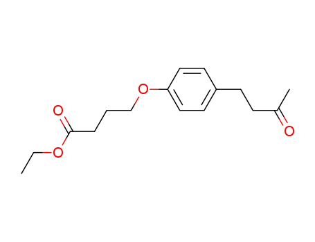 Molecular Structure of 174884-23-2 (4-[4-(3-Oxobutyl)phenoxy]butanoic acid, ethyl ester)
