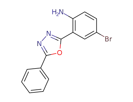 Molecular Structure of 96499-01-3 (Benzenamine, 4-bromo-2-(5-phenyl-1,3,4-oxadiazol-2-yl)-)