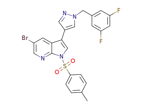 Molecular Structure of 1450642-85-9 (5-bromo-3-(1-(3,5-difluorobenzyl)-1H-pyrazol-4-yl)-1-tosyl-1H-pyrrolo[2,3-b]pyridine)