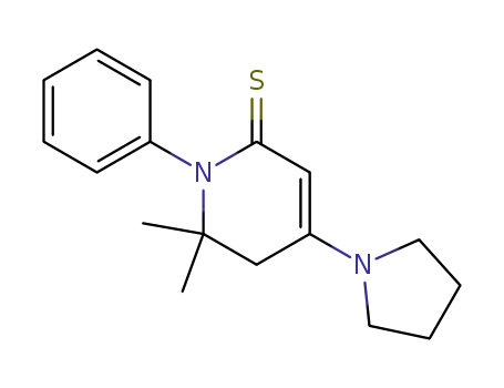 Molecular Structure of 87992-47-0 (2(1H)-Pyridinethione,
5,6-dihydro-6,6-dimethyl-1-phenyl-4-(1-pyrrolidinyl)-)