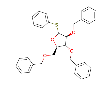 Molecular Structure of 153481-95-9 ((2R,3R,4S)-3,4-Bis-benzyloxy-2-benzyloxymethyl-5-phenylsulfanyl-tetrahydro-furan)