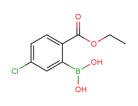 Molecular Structure of 871329-55-4 (5-CHLORO-2-(ETHOXYCARBONYL)PHENYLBORONIC ACID)