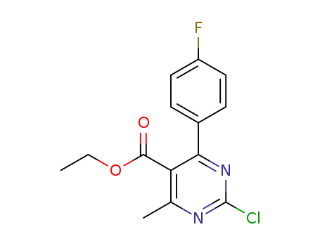 Molecular Structure of 1448992-18-4 (2-chloro-4-(4-fluorophenyl)-6-methylpyrimidine-5-carboxylic acid ethyl ester)