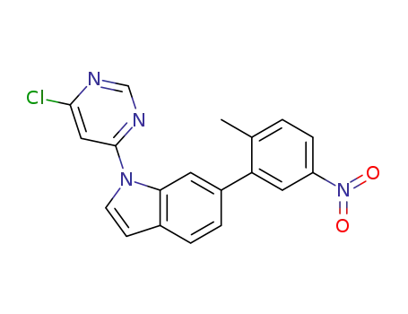 Molecular Structure of 1298084-35-1 (1-(6-chloropyrimidine-4-yl)-6-(2-methyl-5-nitrophenyl)-1H-indole)