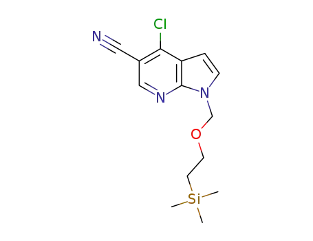 Molecular Structure of 1251908-25-4 (4-chloro-1-{[2-(trimethylsilyl)ethoxy]methyl}-1H-pyrrolo[2,3-b]pyridine-5-carbonitrile)