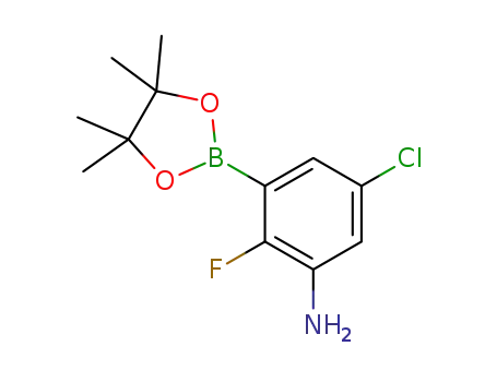 Molecular Structure of 1269232-96-3 (BenzenaMine, 5-chloro-2-fluoro-3-(4,4,5,5-tetraMethyl-1,3,2-dioxaborolan-2-yl)-)