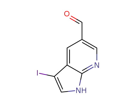 Molecular Structure of 900514-07-0 (3-IODO-1H-PYRROLO[2,3-B]PYRIDINE-5-CARBALDEHYDE)