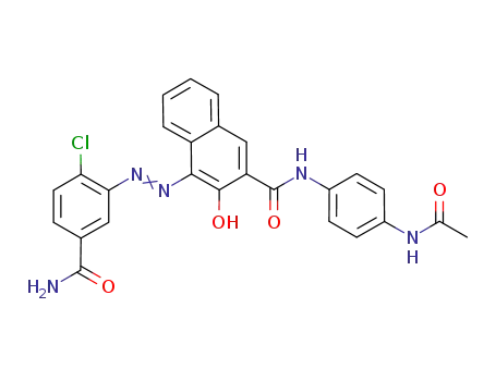 Molecular Structure of 12236-64-5 (N-[4-(acetylamino)phenyl]-4-[[5-(aminocarbonyl)-2-chlorophenyl]azo]-3-hydroxynaphthalene-2-carboxamide)
