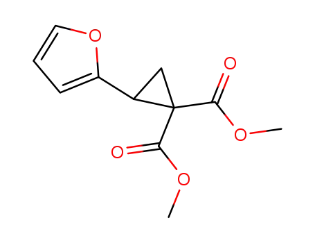 Molecular Structure of 120508-20-5 (dimethyl 2-(furan-2-yl)cyclopropane-1,1,-dicarboxylate)