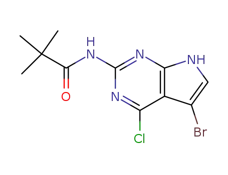 Molecular Structure of 737792-28-8 (Propanamide, N-(5-bromo-4-chloro-7H-pyrrolo[2,3-d]pyrimidin-2-yl)-2,2-dimethyl-)