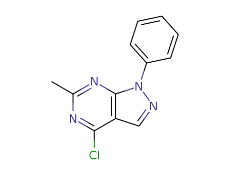 Molecular Structure of 23121-14-4 (1H-Pyrazolo[3,4-d]pyrimidine, 4-chloro-6-methyl-1-phenyl-)