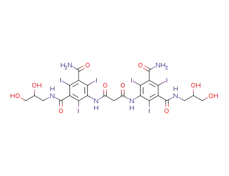Molecular Structure of 666210-58-8 (5-[[3-[3-carbamoyl-5-(2,3-dihydroxypropylcarbamoyl)-2,4,6-triiodo-anilino]-3-oxo-propanoyl]amino]-N3-(2,3-dihydroxypropyl)-2,4,6-triiodo-benzene-1,3-dicarboxamide)