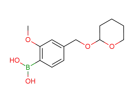 Molecular Structure of 872516-87-5 (Boronic acid,
[2-methoxy-4-[[(tetrahydro-2H-pyran-2-yl)oxy]methyl]phenyl]-)