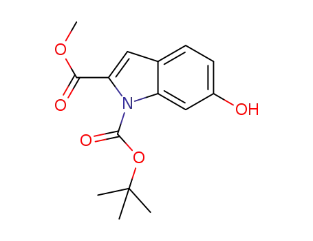 Molecular Structure of 820250-93-9 (1H-Indole-1,2-dicarboxylic acid, 6-hydroxy-, 1-(1,1-dimethylethyl)
2-methyl ester)