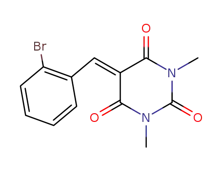 Molecular Structure of 61853-39-2 (2,4,6(1H,3H,5H)-Pyrimidinetrione,
5-[(2-bromophenyl)methylene]-1,3-dimethyl-)