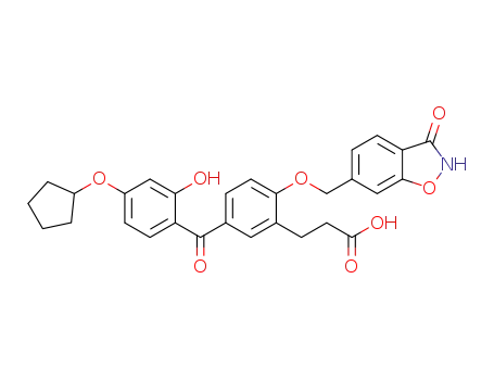 Benzenepropanoic acid, 5-[4-(cyclopentyloxy)-2-hydroxybenzoyl]-2-[(2,3-dihydro-3-oxo-1,2-benzisoxazol-6-yl)methoxy]-