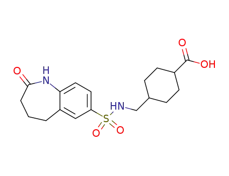 Molecular Structure of 927869-66-7 (Cyclohexanecarboxylic acid,
4-[[[(2,3,4,5-tetrahydro-2-oxo-1H-1-benzazepin-7-yl)sulfonyl]amino]meth
yl]-)