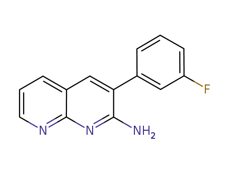 Molecular Structure of 1082419-13-3 (2-amino-3-(3-fluorophenyl)-1,8-naphthyridine)
