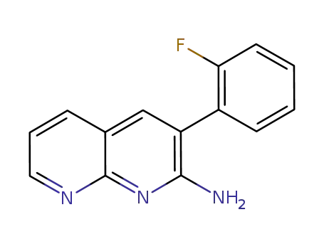 Molecular Structure of 1082583-45-6 (2-amino-3-(2-fluorophenyl)-1,8-naphthyridine)