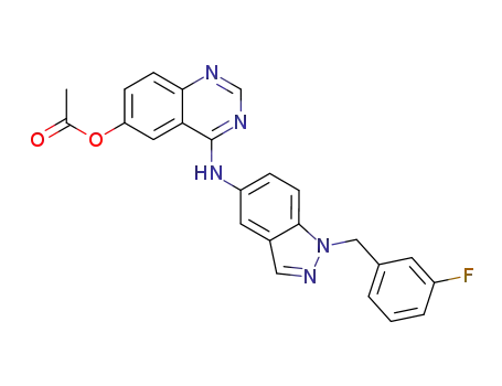 Molecular Structure of 230955-59-6 (4-((1-(3-fluorobenzyl)-1H-indazol-5-yl)amino)quinazolin-6-yl acetate)