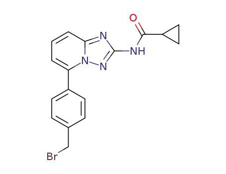 Molecular Structure of 1206163-59-8 (N-(5-(4-(bromomethyl)phenyl)-[1,2,4]triazolo[1,5-a]pyridin-2-yl)cyclopropanecarboxamide)