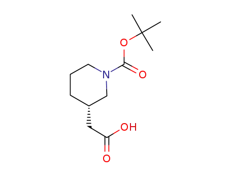Molecular Structure of 941289-27-6 ((S)-3-CARBOXYMETHYL-PIPERIDINE-1-CARBOXYLIC ACID TERT-BUTYL ESTER)