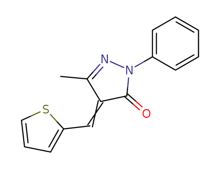 Molecular Structure of 126440-96-8 (3H-Pyrazol-3-one,
2,4-dihydro-5-methyl-2-phenyl-4-(2-thienylmethylene)-)