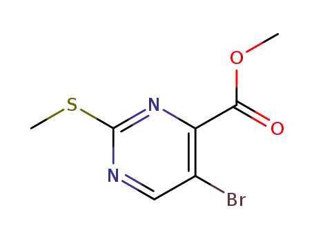 Molecular Structure of 50593-91-4 (METHYL 5-BROMO-2-(METHYLSULFANYL)-4-PYRIMIDINECARBOXYLATE, 97)