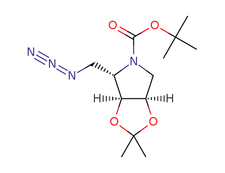 Molecular Structure of 1415972-59-6 ((2S,3S,4R)-N-tert-butoxycarbonyl-2-azidomethyl-3,4-O-isopropylidenepyrrolidine-3,4-diol)