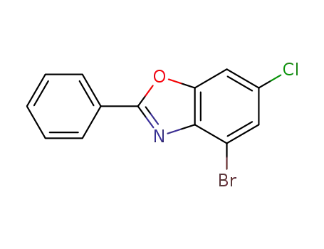 Molecular Structure of 1195791-48-0 (4-bromo-6-chloro-2-phenylbenzo[d]oxazole)