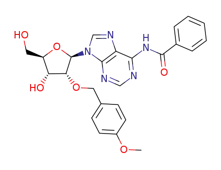 Molecular Structure of 80015-58-3 (Adenosine, N-benzoyl-2'-O-[(4-methoxyphenyl)methyl]-)