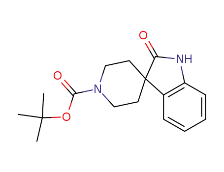 Molecular Structure of 252882-60-3 (1,2-DIHYDRO-2-OXO-SPIRO[3H-INDOLE-3,4'-PIPERIDINE]-1'-CARBOXYLIC ACID 1,1-DIMETHYLETHYL ESTER)