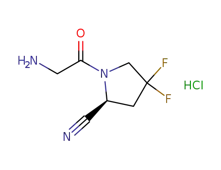 Molecular Structure of 1448440-51-4 ((S)-1-(2-aminoacetyl)-4,4-difluoropyrrolidine-2-carbonitrile hydrochloride)