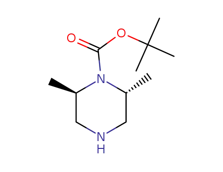Molecular Structure of 574007-66-2 (1-Piperazinecarboxylic acid, 2,6-diMethyl-, 1,1-diMethylethyl ester, (2S,6S)-)