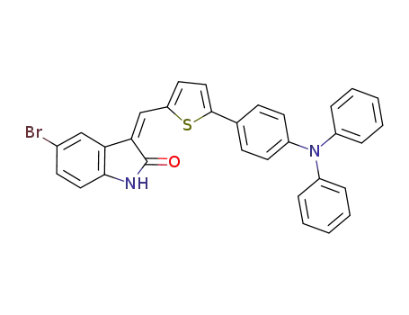 Molecular Structure of 1450915-08-8 ((Z)-5-bromo-3-((5-(4-(diphenylamino)phenyl)thiophen-2-yl)-methylene)indolin-2-one)