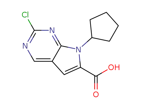 Molecular Structure of 1211443-58-1 (2-chloro-7-cyclopentyl-7H-pyrrolo[2,3-d]pyrimidine-6-carboxylic acid)
