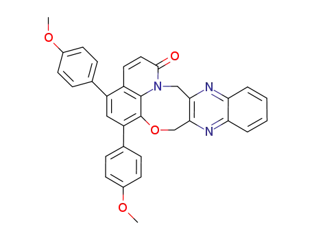 Molecular Structure of 1190620-41-7 (4,6-bis(4-methoxyphenyl)-8,15-dihydro-1H-quinolino[8′,1′:2,3,4]-[1,4]oxazocino[6,7-b]quinoxalin-1-one)