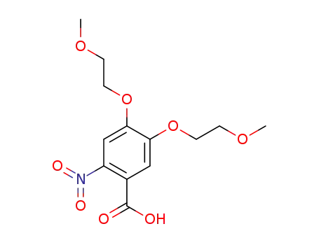 Molecular Structure of 1001416-73-4 (4,5-bis(2-Methoxyethoxy)-2-nitrobenzoic acid)