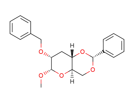 Molecular Structure of 138665-01-7 (Methyl 2-O-benzyl-4,6-O-benzylidene-3-deoxy-α-D-ribo-hexopyranoside)