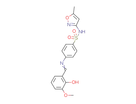 Molecular Structure of 328026-18-2 (4-(2-hydroxy-3-methoxybenzylideneamino)-N-(5-methylisoxazol-3-yl)benzenesulfonamide)