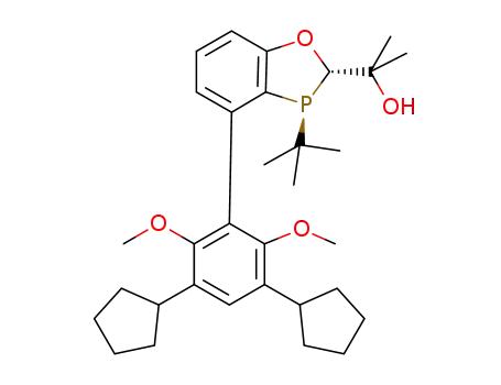 Molecular Structure of 2416226-68-9 (2-((2S,3S)-3-(tert-butyl)-4-(3,5-dicyclopentyl-2,6-dimethoxyphenyl)-2,3-dihydrobenzo[d][1,3]oxaphosphol-2-yl)propan-2-ol)