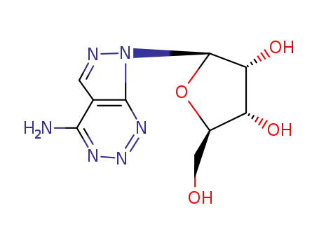 Molecular Structure of 35965-39-0 (7-pentofuranosyl-7H-pyrazolo[3,4-d][1,2,3]triazin-4-amine)
