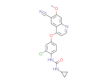 Molecular Structure of 1882873-21-3 (1-{2-chloro-4-[(6-cyano-7-methoxy-quinolin-4-yl)oxy]phenyl}-3-cyclopropylurea)