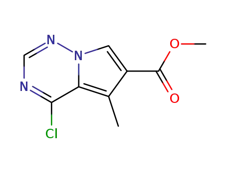 Molecular Structure of 310442-40-1 (4-Chloro-5-methylpyrrolo[2,1-f][1,2,4]triazine-6-carboxylic acid methyl ester)