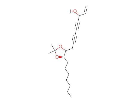 Molecular Structure of 87004-99-7 (1-Octene-4,6-diyn-3-ol,
8-[(4R,5R)-5-heptyl-2,2-dimethyl-1,3-dioxolan-4-yl]-, (3R)-)