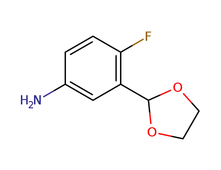Molecular Structure of 127228-82-4 (3-(1,3-dioxolan-2-yl)-4-fluoro-Benzenamine)