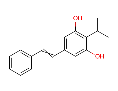 Molecular Structure of 115781-08-3 (1,3-Benzenediol, 2-(1-methylethyl)-5-(2-phenylethenyl)-)